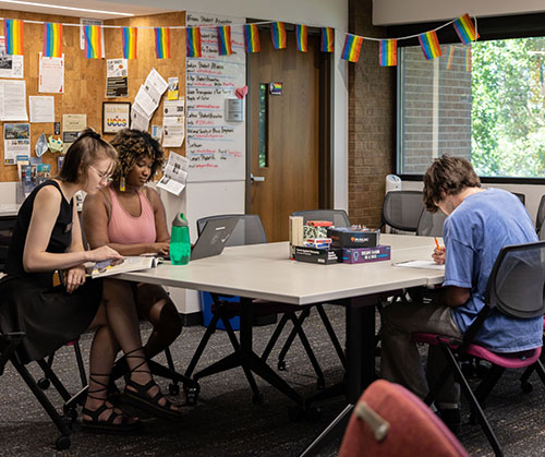 Students in the M.O.S.A.I.C. and LGBTQ+ Resource Center